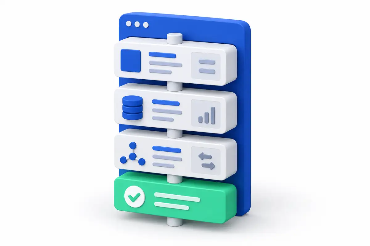 Conceptual illustration: custom web development, built for your next stage.
